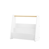 Kids Bookshelf with Wooden Handle, 2-Tier Toddler Bookcase, Portable Children's Book Storage Organizer, White
