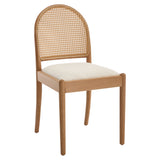 Upholstered Dining Chairs Set of 2, Farmhouse Armless Chairs with Rattan Back & Wood Legs for Dining Room, Kitchen, Living Room