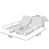 Patio Double Chaise Lounge with Adjustable Back&Water-Resistant Cushions, Weather-Resistant Outdoor Recliner Daybed, Teak&Cream