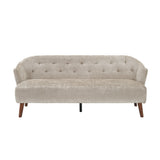 3-Seater Sofa, Tufted Upholstered Couch with Curved Armrests & Rubber Wood Legs, Mid-Century Modern Comfy Sofa