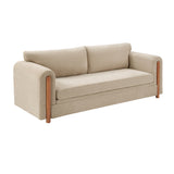 3-Seater Upholstered Sofa Couch, Chenille Accent Sofa with Curved Armrests & Rubber Wood Frame, Comfy Modern Couch
