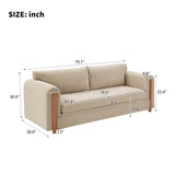 3-Seater Upholstered Sofa Couch, Chenille Accent Sofa with Curved Armrests & Rubber Wood Frame, Comfy Modern Couch