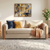 3-Seater Upholstered Sofa Couch, Chenille Accent Sofa with Curved Armrests & Rubber Wood Frame, Comfy Modern Couch