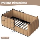 Twin Kids Floor Bed with Safety Rails, Soft Upholstered Montessori Bed Frame, Low Montessori Toddler Bed