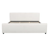 King Upholstered Platform Bed Frame with Rounded Headboard & Footboard, Modern Minimalist Bed, White