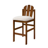 Set of 2 Bar Stools with Soft Cushion, Rubber Wood Counter Stools Dining Chairs, Walnut&Beige