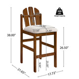 Set of 2 Bar Stools with Soft Cushion, Rubber Wood Counter Stools Dining Chairs, Walnut&Beige
