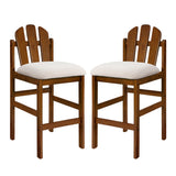Set of 2 Bar Stools with Soft Cushion, Rubber Wood Counter Stools Dining Chairs, Walnut&Beige