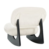 Rocking Accent Chair with Soft Cushion, Upholstered Armless Rocker Lounge Chair Single Sofa Chair, Off-White