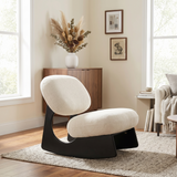 Rocking Accent Chair with Soft Cushion, Upholstered Armless Rocker Lounge Chair Single Sofa Chair, Off-White