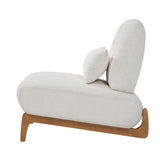 Armless Accent Chair with Lumbar Pillow & Soft Cushion, Upholstered Reading Chair Lounge Chair Slipper Chair Single Sofa Chair, Cream White