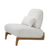 Armless Accent Chair with Lumbar Pillow & Soft Cushion, Upholstered Reading Chair Lounge Chair Slipper Chair Single Sofa Chair, Cream White