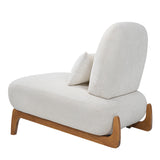 Armless Accent Chair with Lumbar Pillow & Soft Cushion, Upholstered Reading Chair Lounge Chair Slipper Chair Single Sofa Chair, Cream White