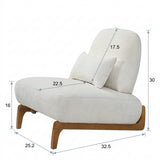 Armless Accent Chair with Lumbar Pillow & Soft Cushion, Upholstered Reading Chair Lounge Chair Slipper Chair Single Sofa Chair, Cream White