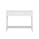 Entryway Console Table Storage Sofa Side Table Display Stand Accent Table with Drawers & Storage Shelf, White