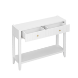 Entryway Console Table Storage Sofa Side Table Display Stand Accent Table with Drawers & Storage Shelf, White
