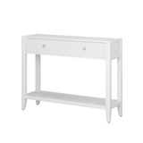 Entryway Console Table Storage Sofa Side Table Display Stand Accent Table with Drawers & Storage Shelf, White