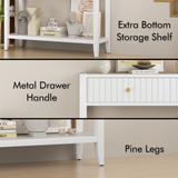 Entryway Console Table Storage Sofa Side Table Display Stand Accent Table with Drawers & Storage Shelf, White
