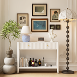 Entryway Console Table Storage Sofa Side Table Display Stand Accent Table with Drawers & Storage Shelf, White