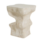 Outdoor Patio MGO Accent Side Table, Abstract Wavy Stone-Look End Table, Sculptural Pedestal Table, Beige