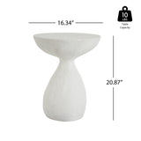 Outdoor Patio Vase-Shaped MGO Accent Side Table, White Hourglass End Table, Decorative Pedestal Table