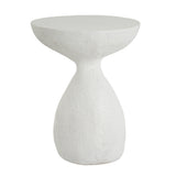 Outdoor Patio Vase-Shaped MGO Accent Side Table, White Hourglass End Table, Decorative Pedestal Table