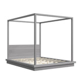 King Size Canopy Bed 4-poster Platform Bed Frame with Headboard, Gray