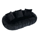 Bean Bag Sofa Floral-shaped Sofa Soft Loveseat Lazy Lounger Cloud Couch, Black