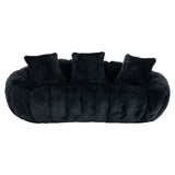 Bean Bag Sofa Floral-shaped Sofa Soft Loveseat Lazy Lounger Cloud Couch, Black