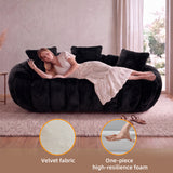 Bean Bag Sofa Floral-shaped Sofa Soft Loveseat Lazy Lounger Cloud Couch, Black