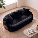 Bean Bag Sofa Floral-shaped Sofa Soft Loveseat Lazy Lounger Cloud Couch, Black