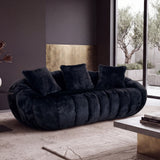 Bean Bag Sofa Floral-shaped Sofa Soft Loveseat Lazy Lounger Cloud Couch, Black