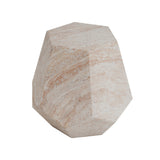 Hexagonal Accent Side Table, Travertine MGO Patio End Table, Lightweight Concrete Side Table, Indoor/Outdoor Use, Beige
