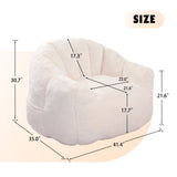 Roomy Bean Bag Chair Sofa with Removable Cover, Lazy Single Sofa Soft Lounge Cloud Couch for Adults Kids, White