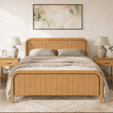 Queen Size Wood Platform Bed Frame, Mid-Century Wooden Bed Frame, No Box Spring Needed, Noise-Free Design