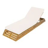 Outdoor Chaise Lounge, Acacia Wood Adjustable Recliner Chair, 3-Position Patio Lounger with 2-Fold Water-Resistant Cushion