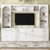 Arched Entertainment Center Wall Unit, Farmhouse TV Stand for TVs Up to 65", All-in-One Media Console with Drawers
