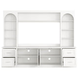 Arched Entertainment Center Wall Unit, Farmhouse TV Stand for TVs Up to 65", All-in-One Media Console with Drawers