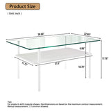 Glass Coffee Table for Living Room, Tempered Glass Top Center Table with Shelf & Metal Legs, Modern Coffee Table+2 End Tables