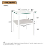 Glass Coffee Table for Living Room, Tempered Glass Top Center Table with Shelf & Metal Legs, Modern Coffee Table+2 End Tables