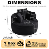 43.3" Round Single Sofa, Corduroy Bean Bag Sofa Lounge Chair with 3 Pillows for Living Room, Bedroom, Reading Rooms