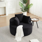 43.3" Round Single Sofa, Corduroy Bean Bag Sofa Lounge Chair with 3 Pillows for Living Room, Bedroom, Reading Rooms