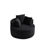 43.3" Round Single Sofa, Corduroy Bean Bag Sofa Lounge Chair with 3 Pillows for Living Room, Bedroom, Reading Rooms