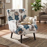 Upholstered Accent Chair, Chenille Club Chair, Comfy Armchair with Rubberwood Legs for Bedroom, Reading Nook & Office