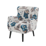 Upholstered Accent Chair, Chenille Club Chair, Comfy Armchair with Rubberwood Legs for Bedroom, Reading Nook & Office