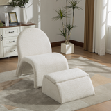 Modern Chenille Armless Accent Chair with Storage Ottoman, Upholstered Reading Chair Sofa Chair