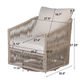 Outdoor 360° Swivel Club Chair Ergonomic Patio Accent Chair with Soft Cushions & Rust-Resistant All-Weather Frame