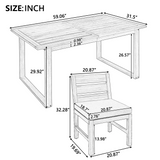 5-Piece Farmhouse Outdoor Patio Dining Set, Acacia Wood Table & 4 Chairs with Removable Cushions for Backyard & Deck