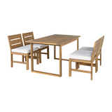 5-Piece Farmhouse Outdoor Patio Dining Set, Acacia Wood Table & 4 Chairs with Removable Cushions for Backyard & Deck