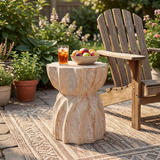 Modern End Table Lightweight Concrete Outdoor Side Table, Hourglass Patio End Table, Weather-Resistant Accent Table